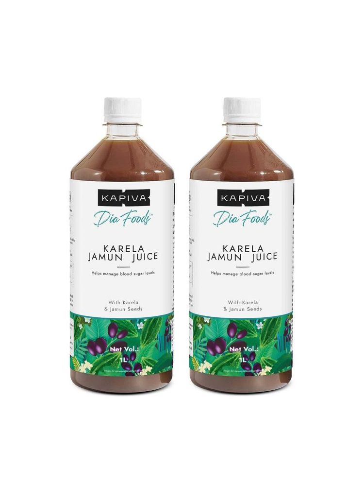 Kapiva Karela Jamun Juice Helps Control Blood Sugar Level & Lower Bad Cholesterol - Pack of 2