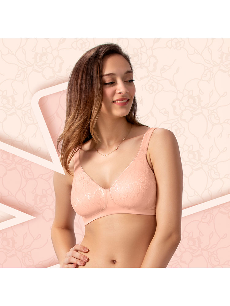 Amante Non Wired Lace Minimiser Bra - Pink