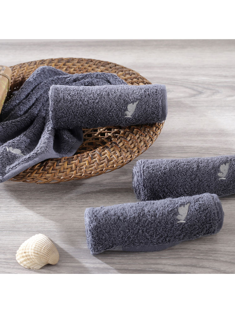 Maspar Colorart 550gsm Cotton Embedded Stripe Solid Pewter 4pc Face Towel Set