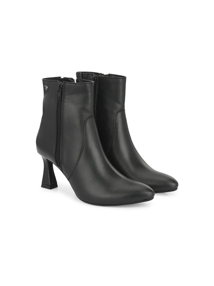 Delize Women Pencil Heel Black Solid Ankle Length Casual Boots-image-24