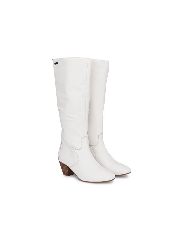 Delize Women White Solid Long Chelsea Boots-picture-13