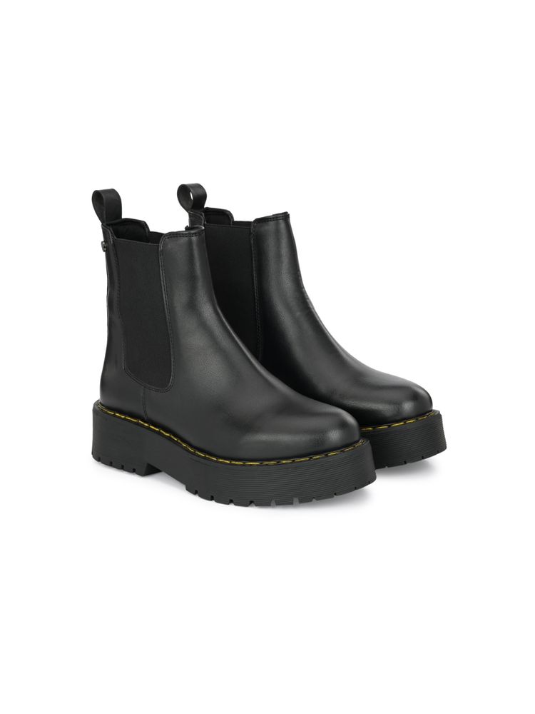 Delize Women Black Solid Derby Chelsea Boots-picture-18