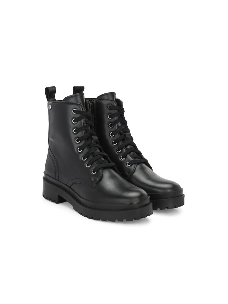 Delize Women Black Solid Derby Boots-picture-24