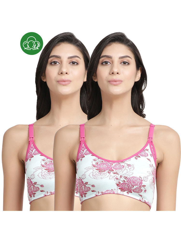 Inner Sense Organic Antimicrobial Soft Nursing Bra Combo of 2 - Pink-picture-19