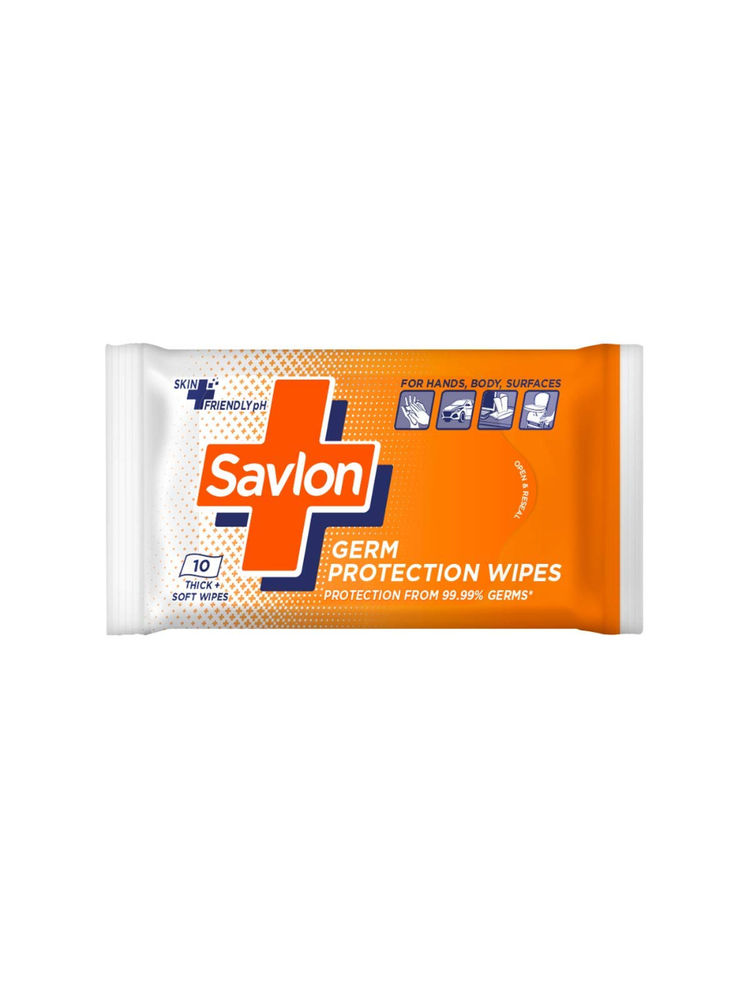 Savlon Germ Protection Multipurpose Thick&Soft Wet Wipes 10 pcs Fights Germs on Hands, Body and Surfaces