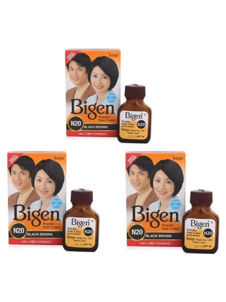 Bigen Powder Hair Color - Black Brown N20 (Pack of 3)-image-13