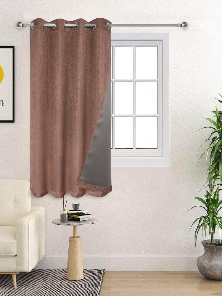 Saral Home Brown Pearl Polyester Blackout Textured Curtain-picture-17