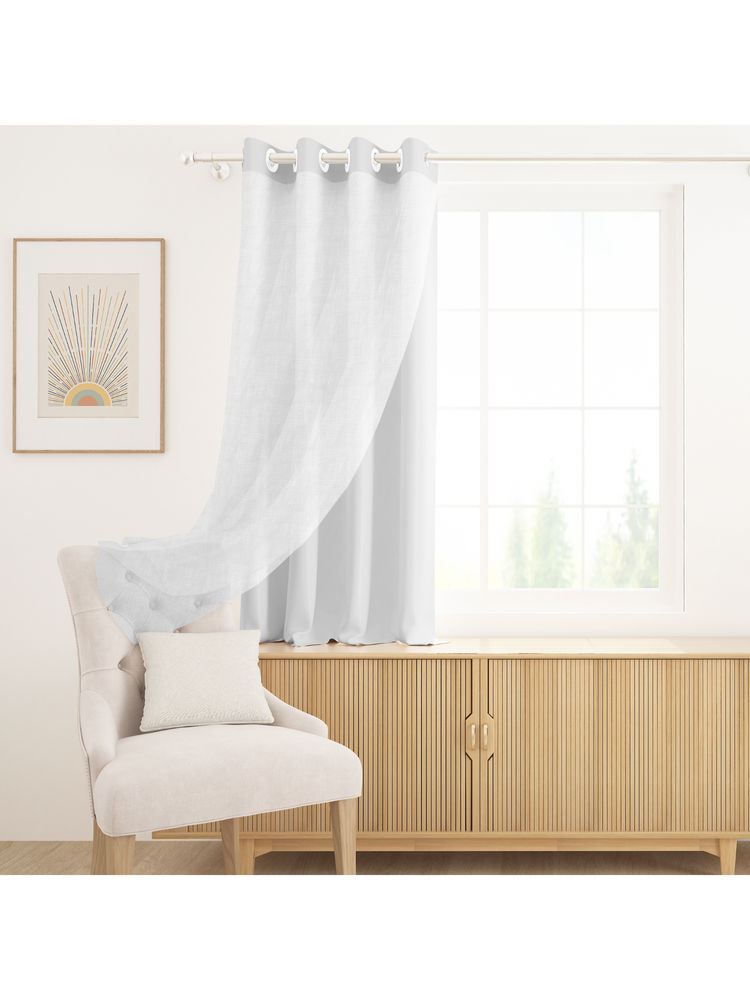 Story@Home White 300 GSM Silk Dual-Layer Blackout & Sheer Window Curtain-picture-25