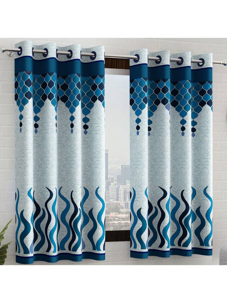 Story@Home Blue Abstract Window Curtains (Pack of 2)-image-24