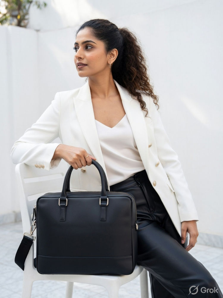 Hues Studio Ross Laptop Bag for Women Black (M)-picture-16