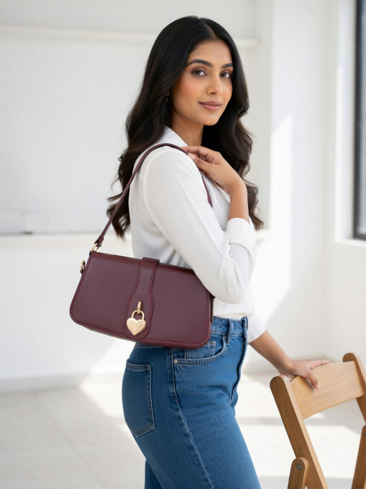 Hues Studio Sophia Handbag for Women Maroon (S)-image-44