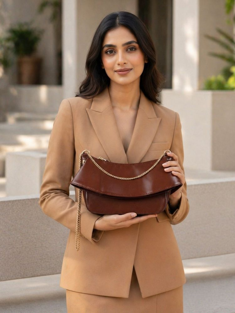 Hues Studio Cecelia Sling Bag for Women Brown-image-3