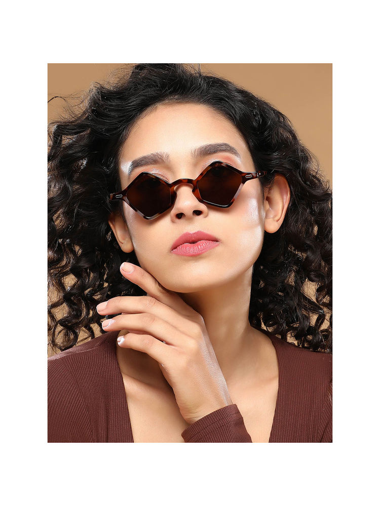 Haute Sauce Women Rhombus Brown Lens Full Rim Sunglasses-image-35