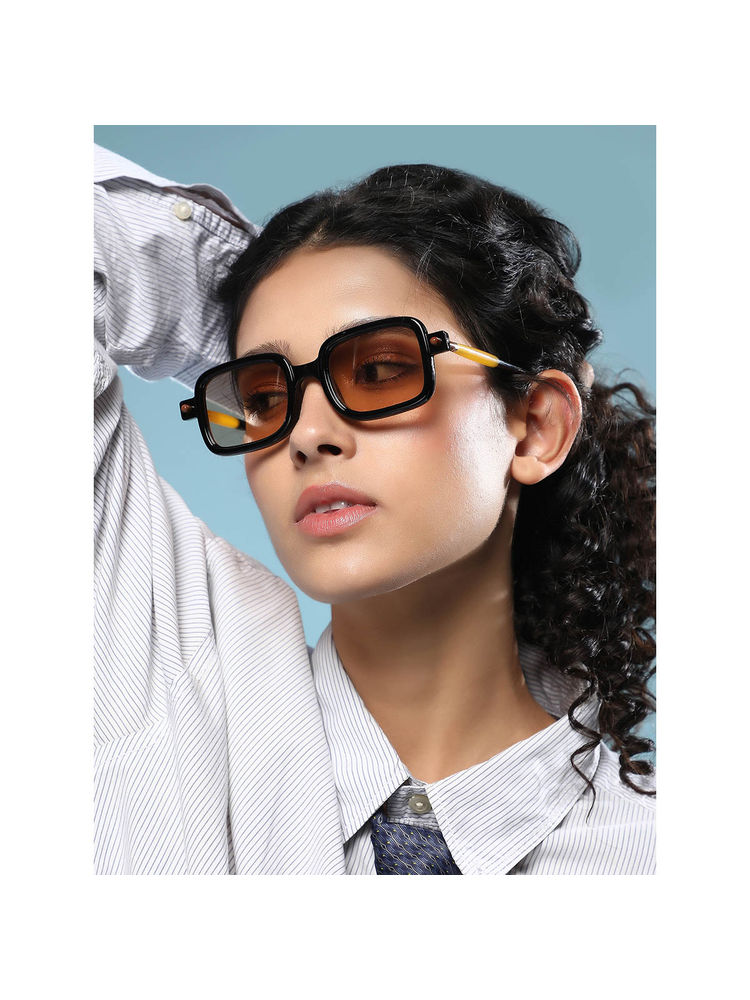 Haute Sauce Women Rectangle Brown Lens Full Rim Sunglasses-image-48