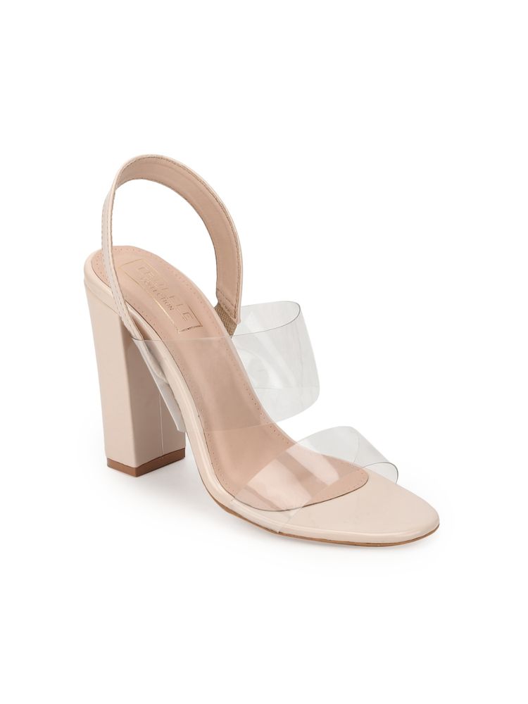 Truffle Collection Nude Perspex Patent Sandals With Back Strap-picture-42
