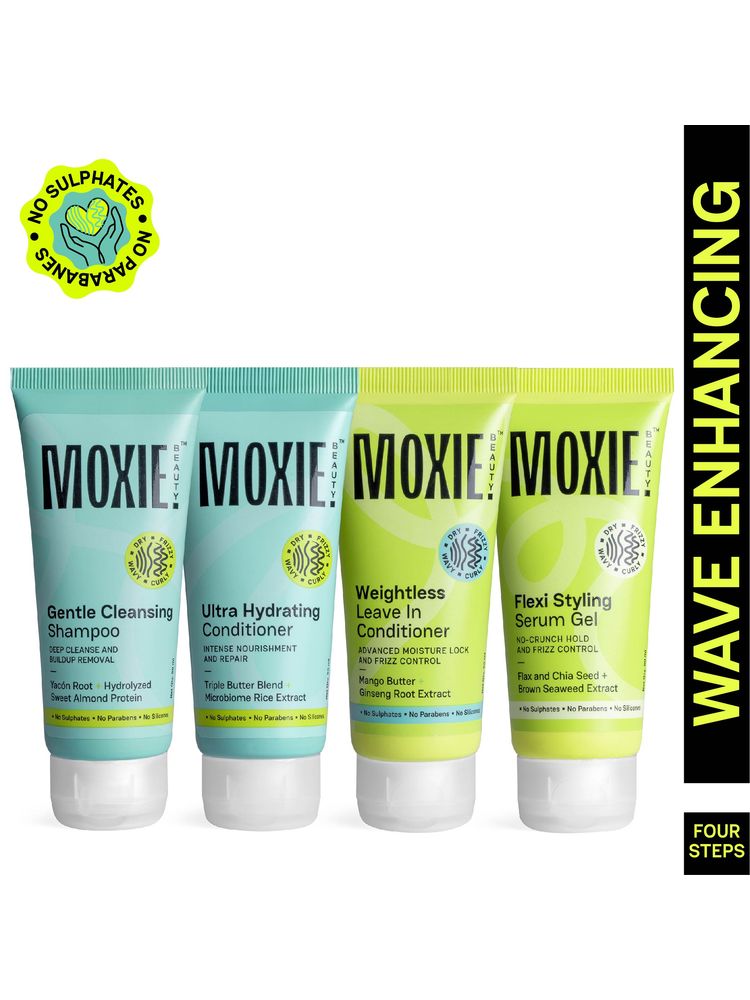moxie beauty The Moxie Wavy Routine Travel- Shampoo, Conditioner, Leave-in Conditioner & Styling Serum Gel-picture-14