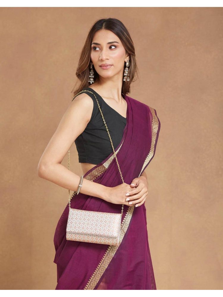 fabindia fashion Fabindia Grey Silk Blend Clutch with Detachable Strap (S)-picture-34