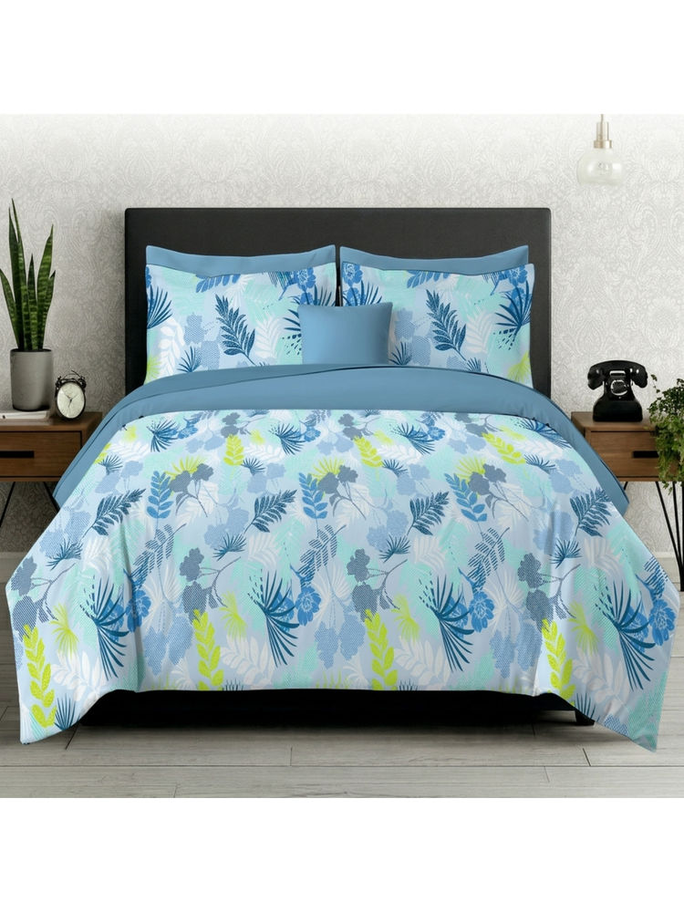 LANE LINEN Blue Symphony Cotton Bedsheet with 2 Pillow Covers-image-1