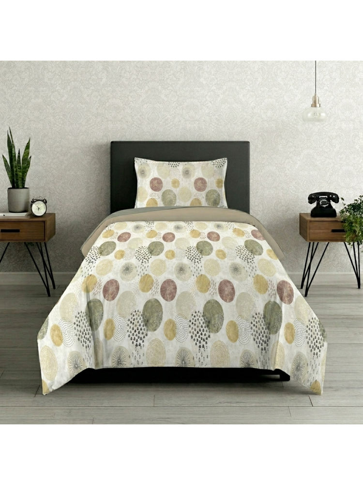 LANE LINEN Grey Symphony Cotton Bedsheet with 1 Pillow Cover (Single)-image-49