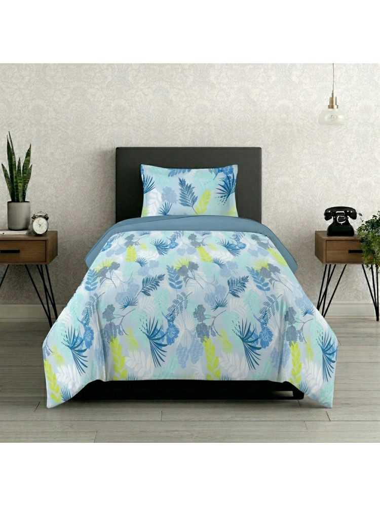 LANE LINEN Blue Symphony Cotton Bedsheet with 1 Pillow Cover (Single)-image-2