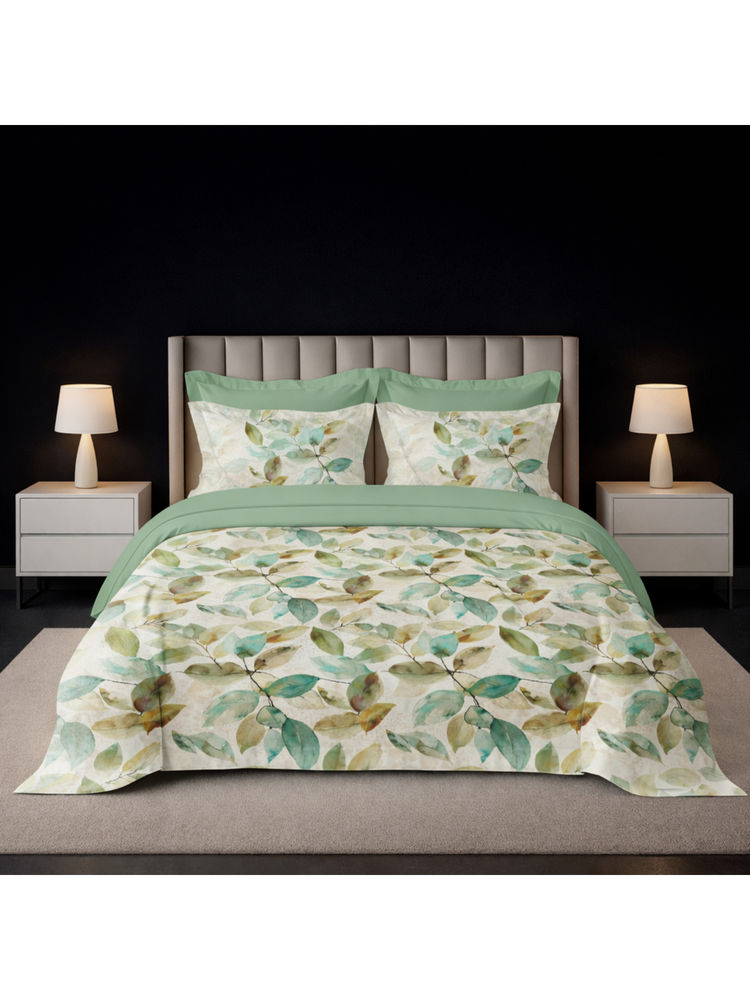 LANE LINEN Green Pixel Digitally Printed Cotton Bedsheet with 2 Pillow Covers (King)-image-22