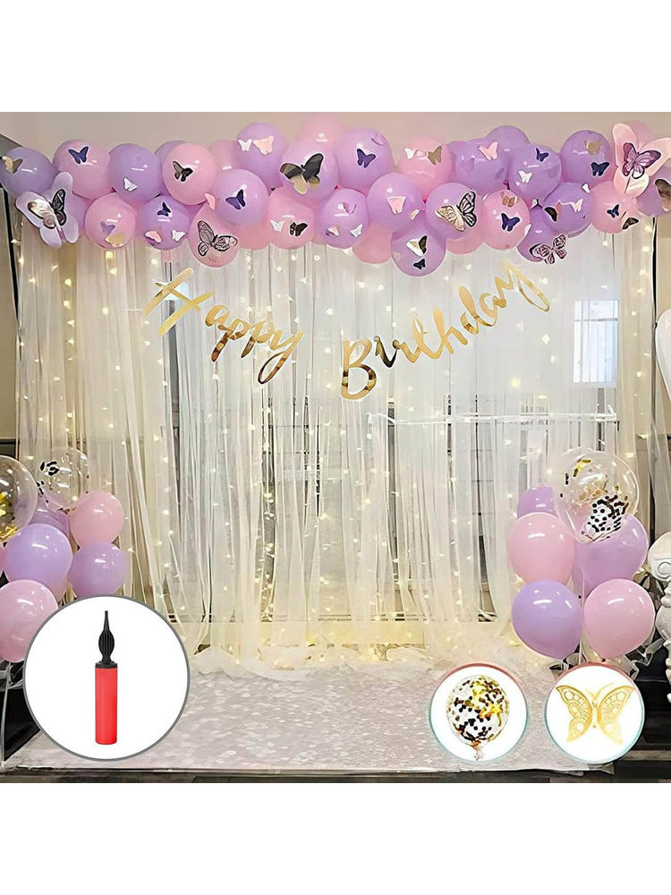 Special You Butterfly Theme Birthday Decoration Kit With Pink Purple Balloons- 83 Pcs-image-27