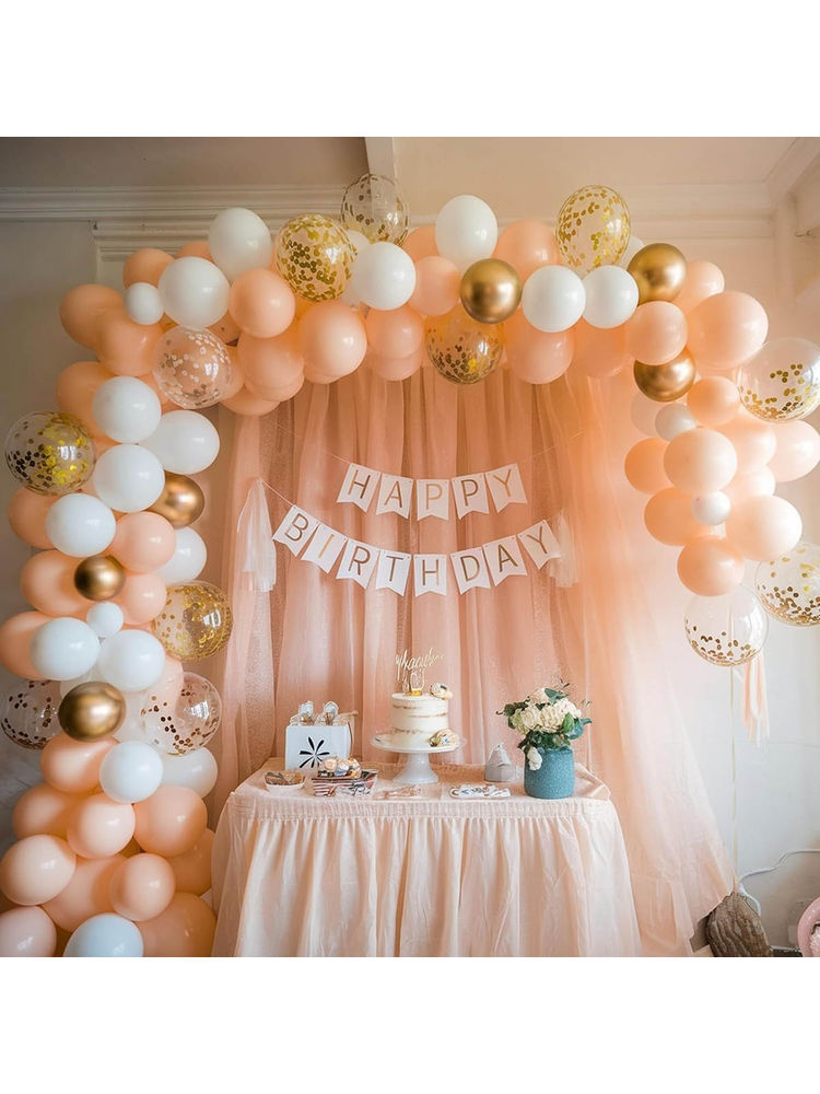 Special You Peach & White Theme Birthday Decoration Kit For Girls-78 Pcs-image-31
