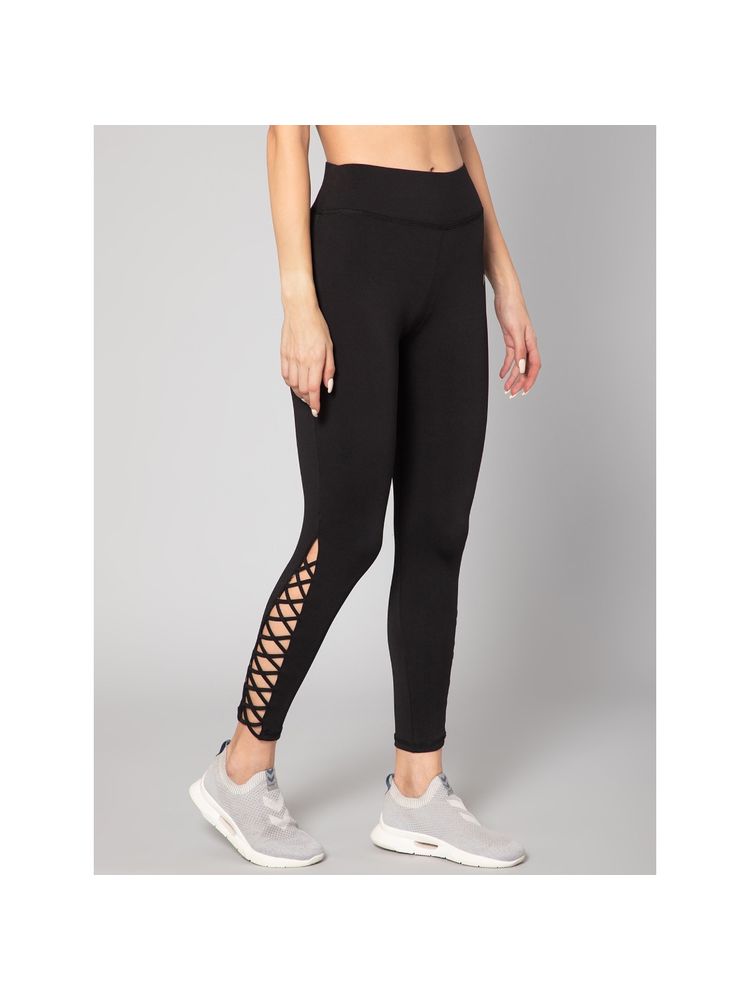 Muscle Torque Gym Yoga High Waist Side Cross Drawstring Tights Black-picture-19