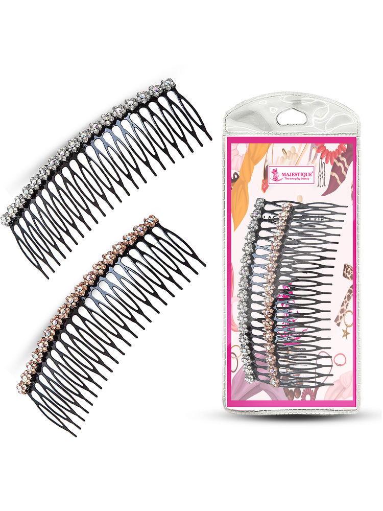 Majestique Flower Hair Comb Slide Clips - Black,Brown-picture-23