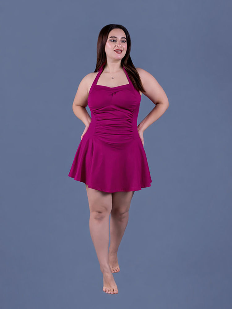 Keepfit Women Magenta Poly/Spandex Swim Dress-picture-23