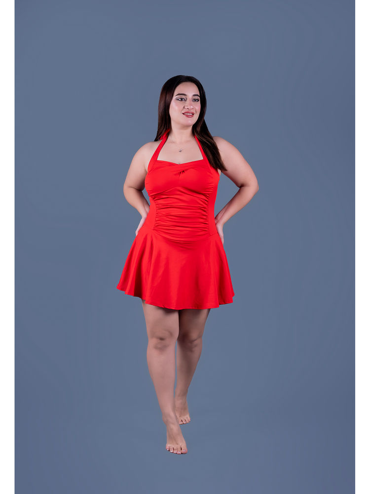 Keepfit Women Red Poly/Spandex Swim Dress-image-5