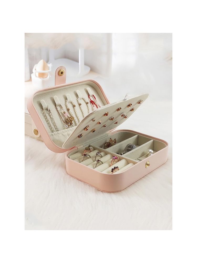 Estele Jewellery Organiser Box Leather Portable Big Size Pink Jewellery Storage Box