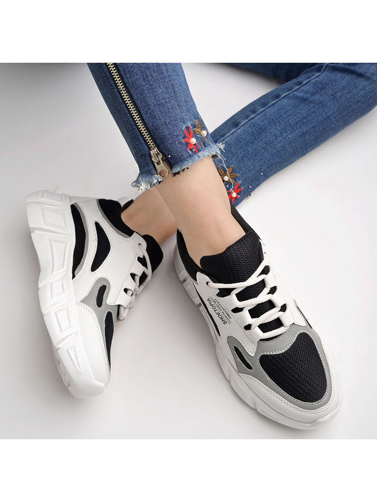 Shoetopia Casual Sport Look Black Sneakers For Women & Girls-picture-24