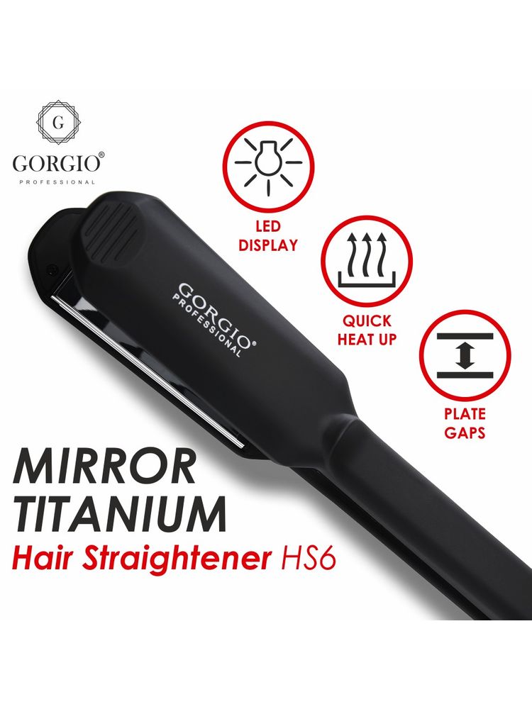 Gorgio Professional Premium Real Titanium Hair Straightener HS-06(Less Damage to Hair)