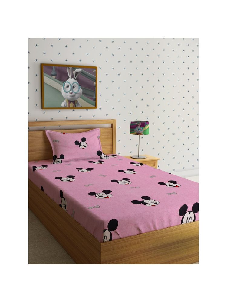 HOSTA HOMES Cartoon Characters 210 TC Single Bedsheet with 1 Pillow Cover-picture-38
