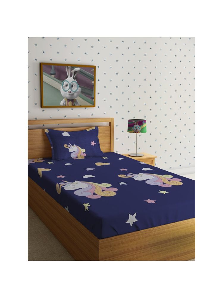 HOSTA HOMES Cartoon Characters 210 TC Single Bedsheet with 1 Pillow Cover-picture-11