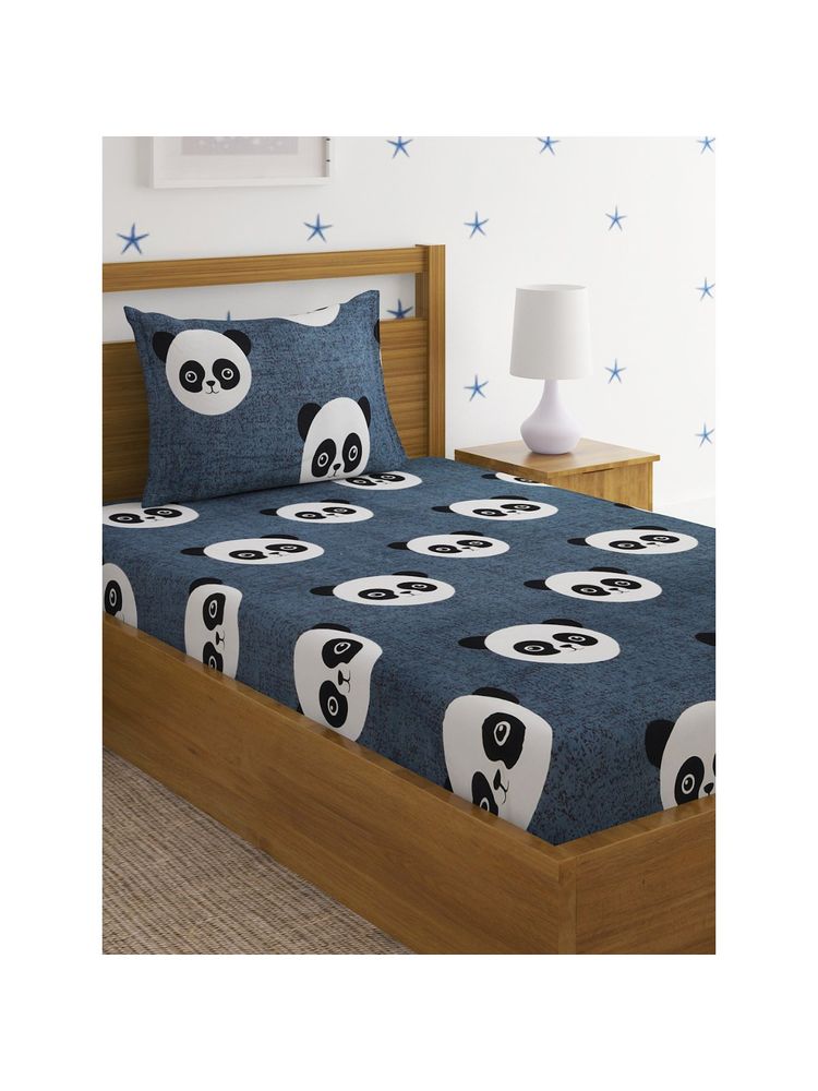 HOSTA HOMES Multi-Color Cartoon Character 220 TC Single Bedsheet with 1 Pillow Covers-picture-12