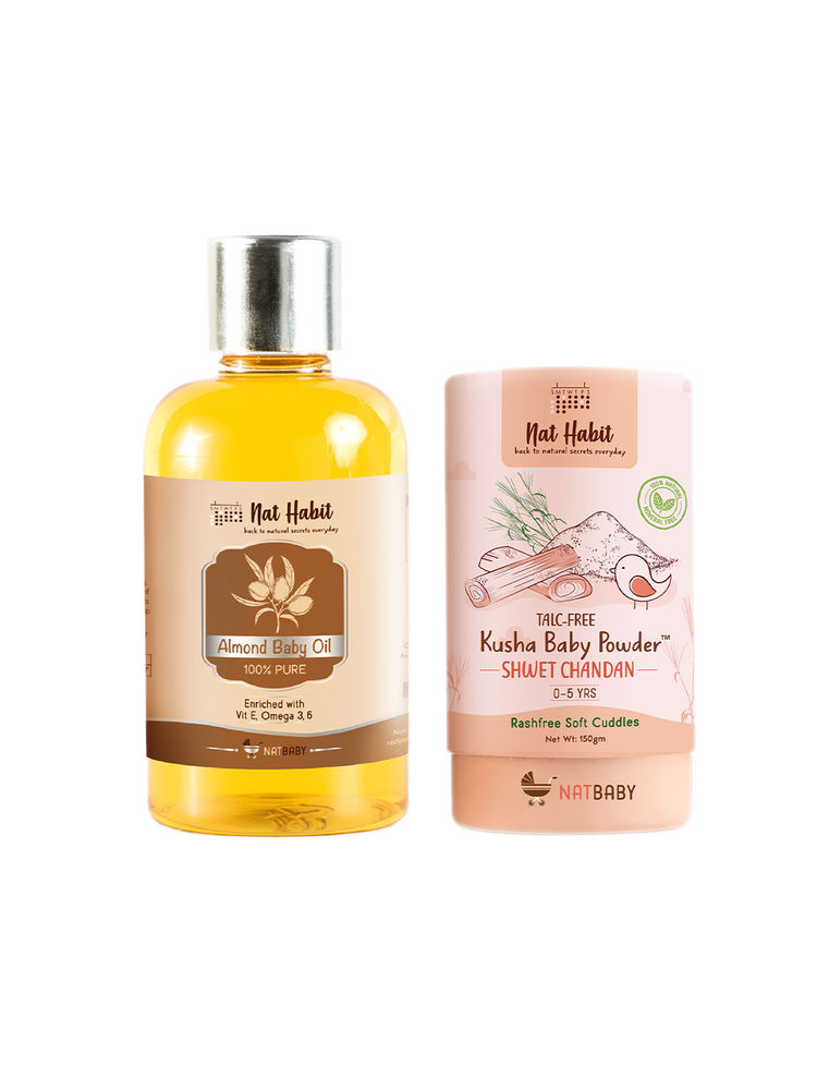 Nat Habit Pure Almond Baby Oil with Kusha Baby Powder Kit