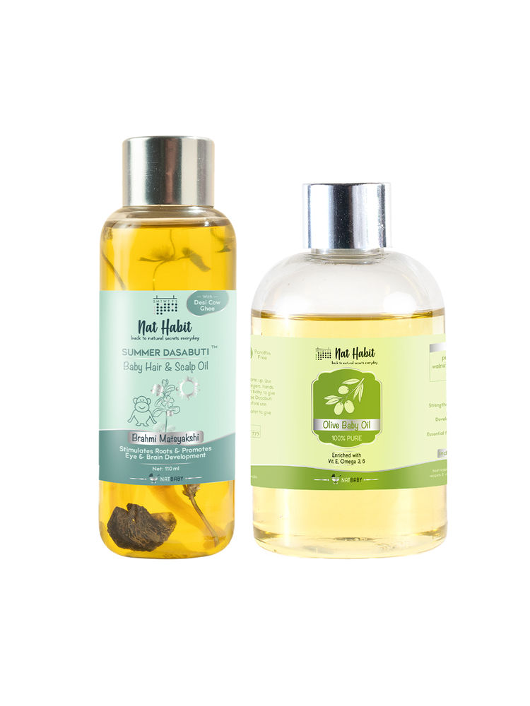 Nat Habit Pure Brahami Matsyakshi & Olive Baby Oil Kit