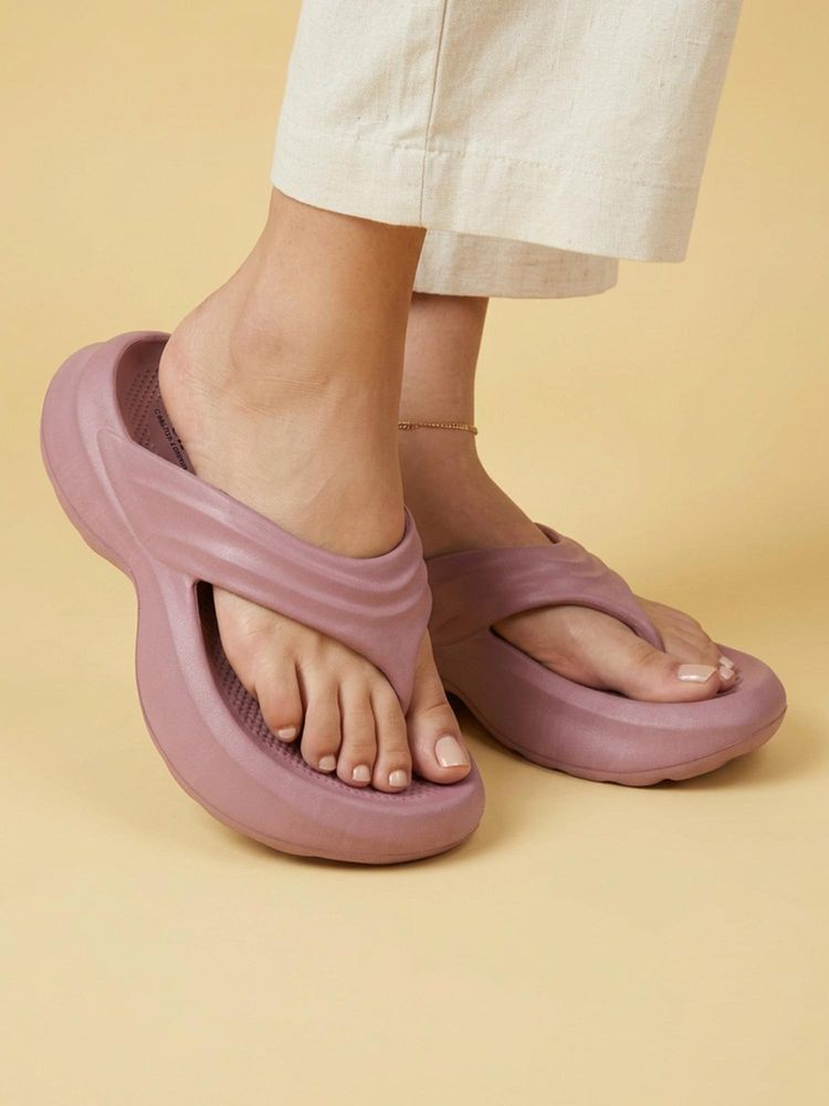 Carlton London Womens Ergonomic Cloud Cushion Flipflops - Purple-image-8