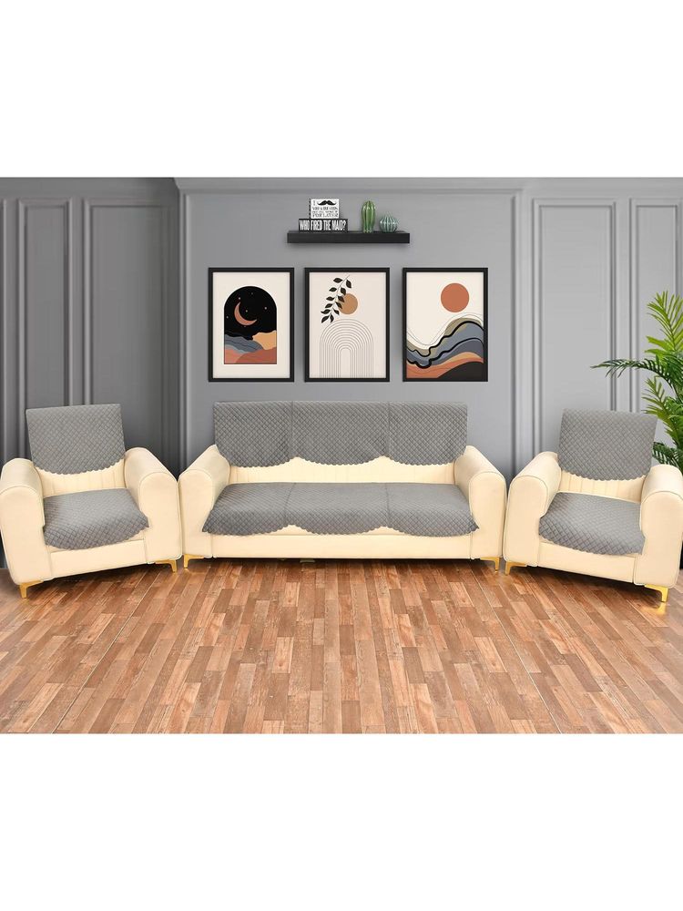 BAJO'S Grey 5 Seater Sofa Cover-image-3