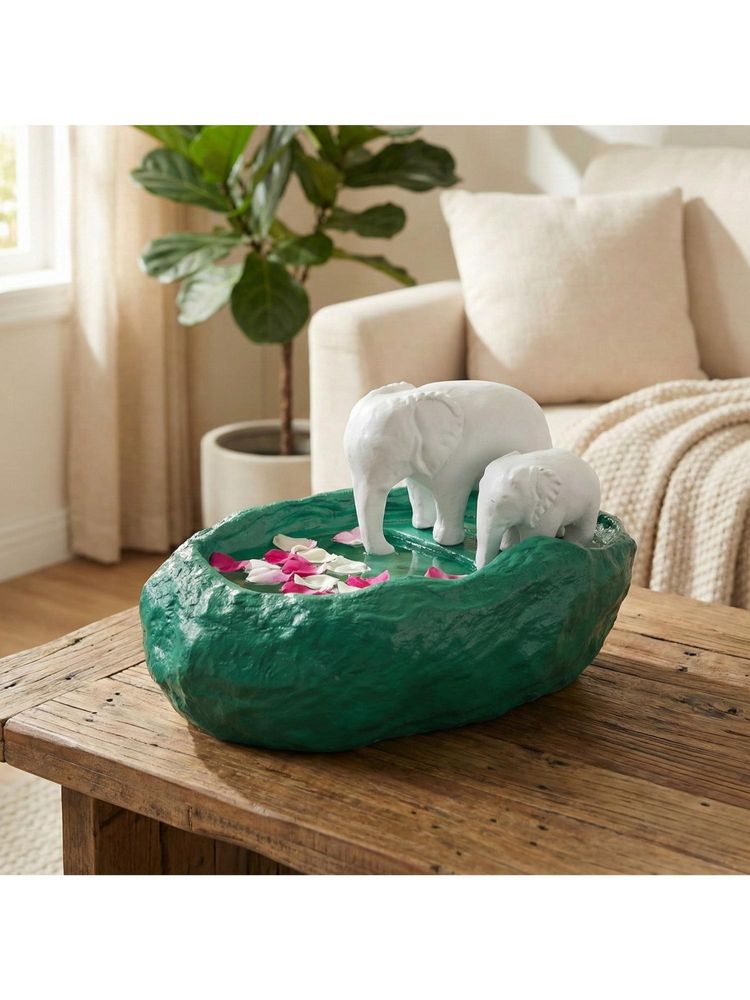 eCraftIndia Green Elephant Statues Decorative Urli Bowl-picture-25