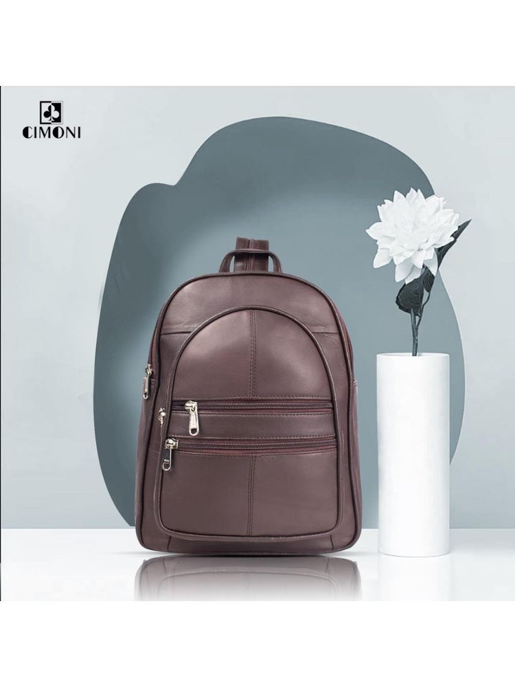 Cimoni Unisex Solid Brown Backpack-picture-13