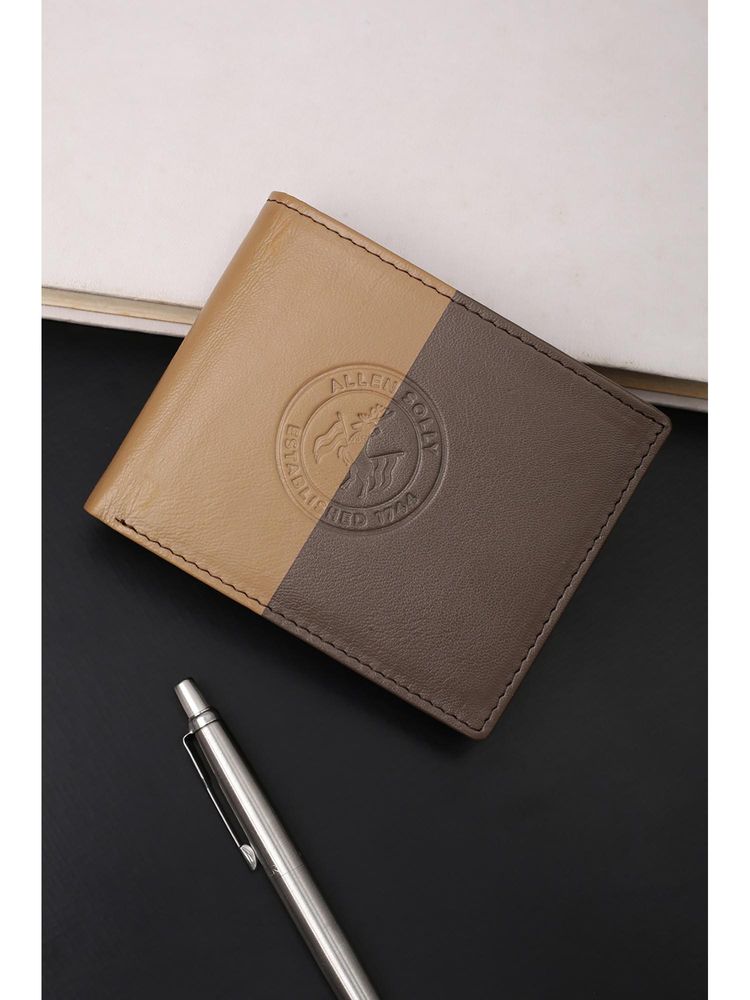 Allen Solly Men Beige Colorblock Leather Wallet-picture-16