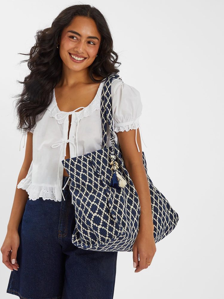 Accessorize London Women's Navy Blue Geometric Tote Bag-image-24