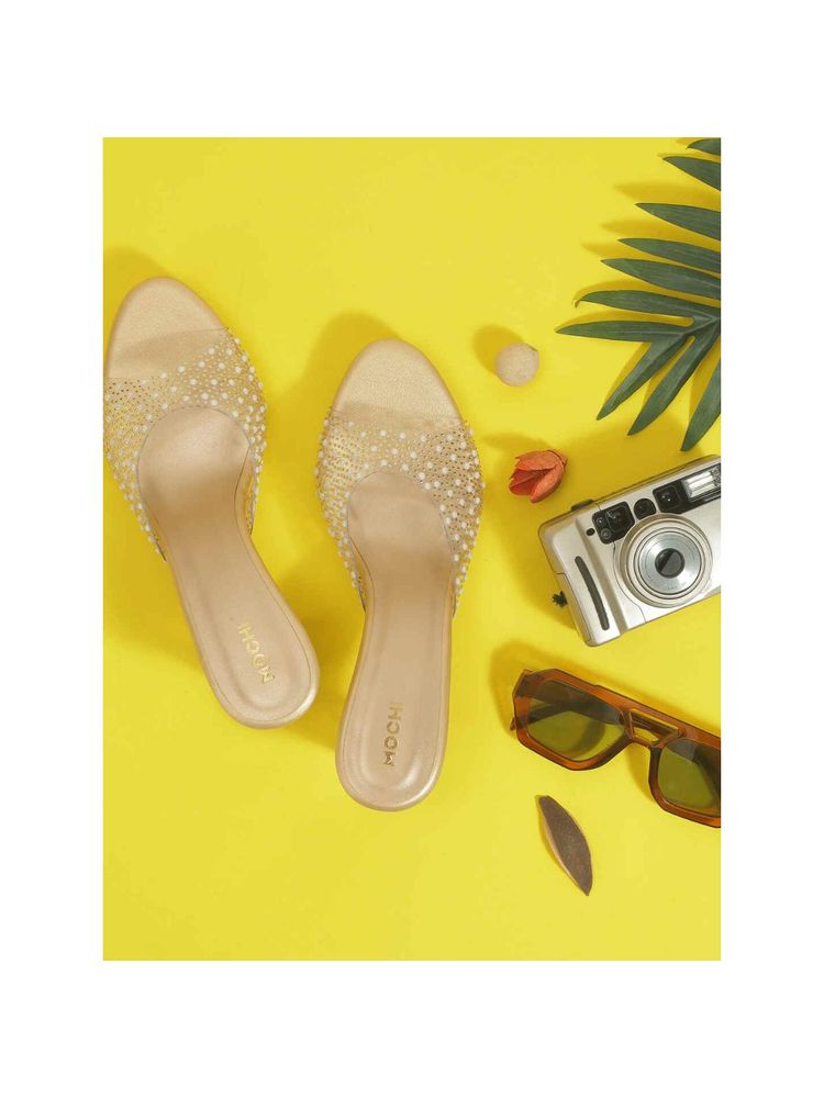 Mochi Gold Synthetic Party Sandals Heels-image-23