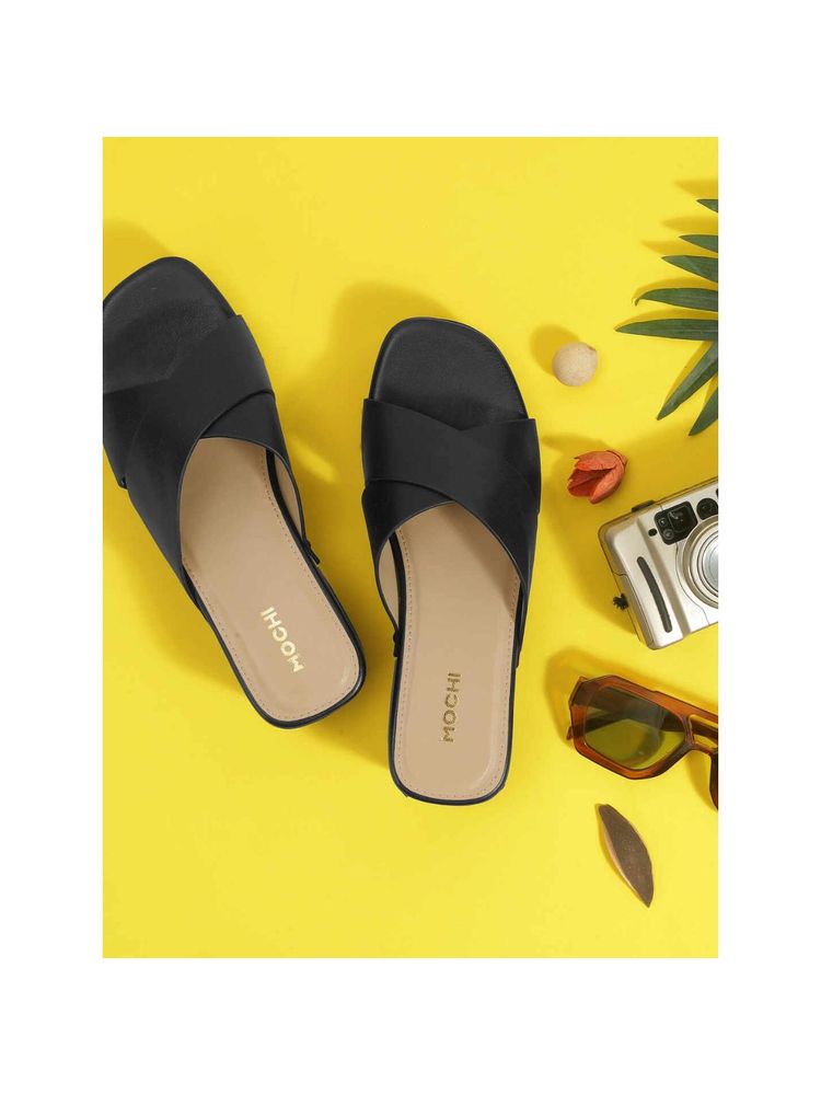 Mochi Black Synthetic Casual Sandals Heels-picture-12