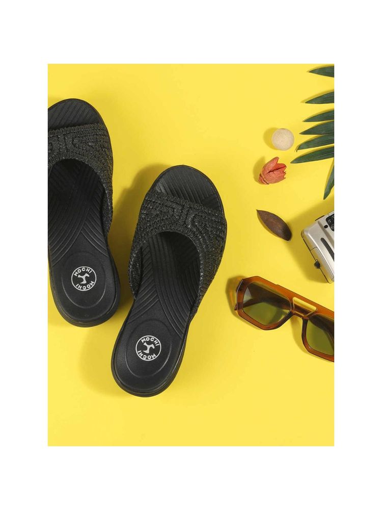 Mochi Black Synthetic Casual Wedges Heels-picture-16