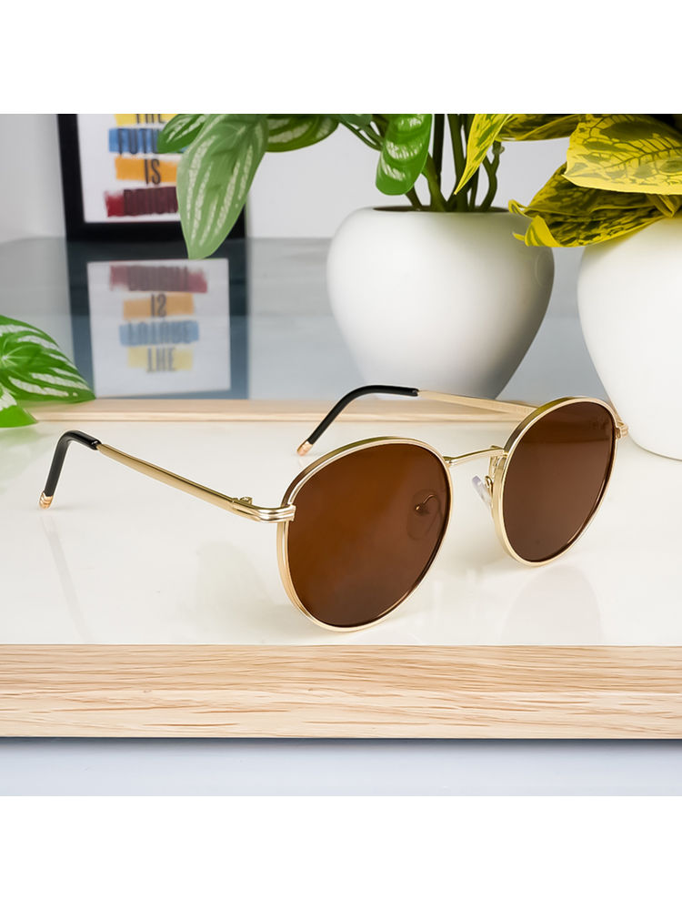 Voyage Brown Round Sunglass for Unisex (1915MG3623)