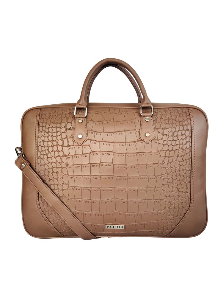 Toteteca Business Croc Laptop Bag - Beige-picture-7
